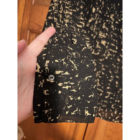 Converse One Star Women's Sheer Pleated Blouse Long Sleeve Black Size XS - Picture 5 of 9